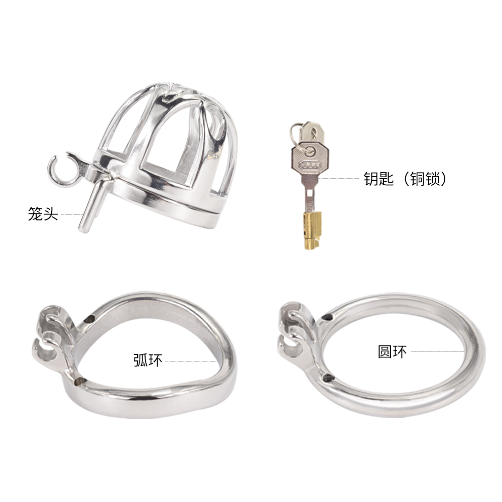 FRRK-73C Curved Ring 304 Stainless Steel Chastity Cage - Image 4