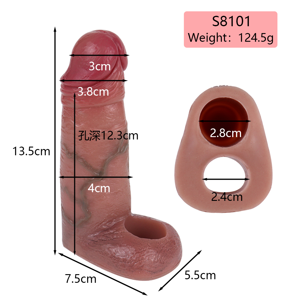 S8101 Reusable Silicone Condom Cock for Male - Image 2
